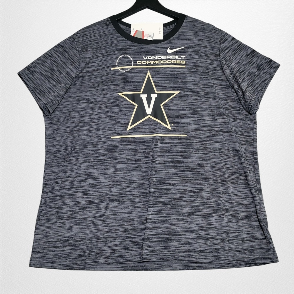 Vanderbilt Commodores Nike Tee Dri-Fit Shirt Womens XXL Gray Logo NEW